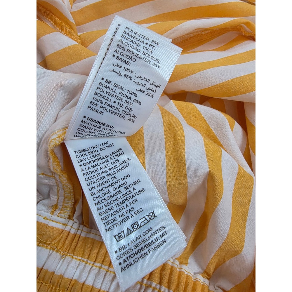 The Drop Womens Jada High 2X Yellow White Striped Cotton Drawstring Loose Short - Picture 11 of 12